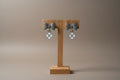 462 - Upcycled Silver White Flower Pendant Earrings with Bows