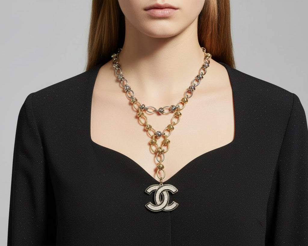 327 - Upcycled Gold and Silver Pendant Necklace