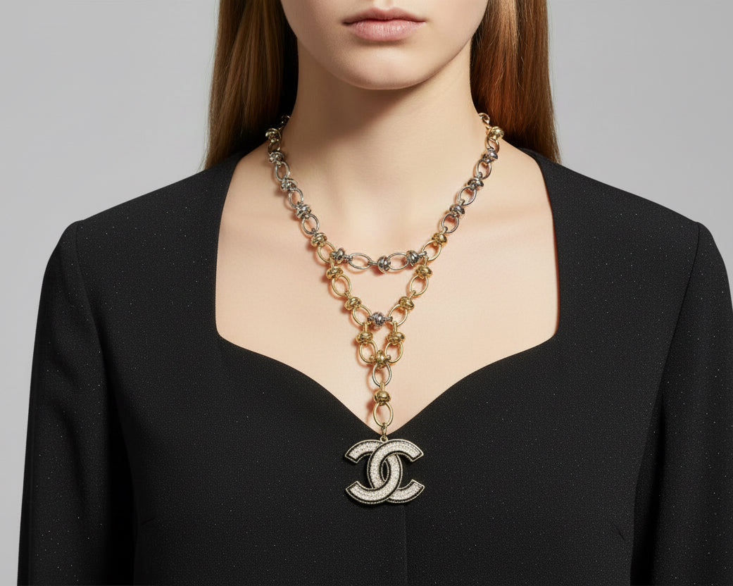327 - Upcycled Gold and Silver Pendant Necklace