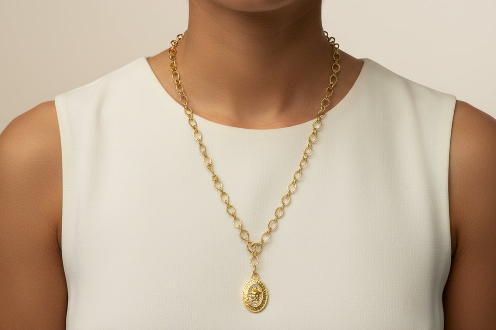 343 - Upcycled Gold Pendant Necklace