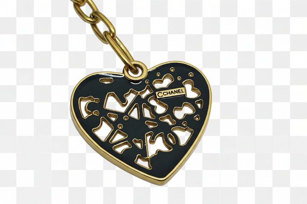 253 - Upcycled Gold Heart with Pearls and White Accent Necklace