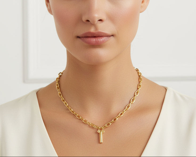 152 - Upcycled Gold Pendant Necklace