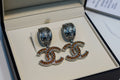 459 - Upcycled Silver Earrings with Yellow Rhinestones