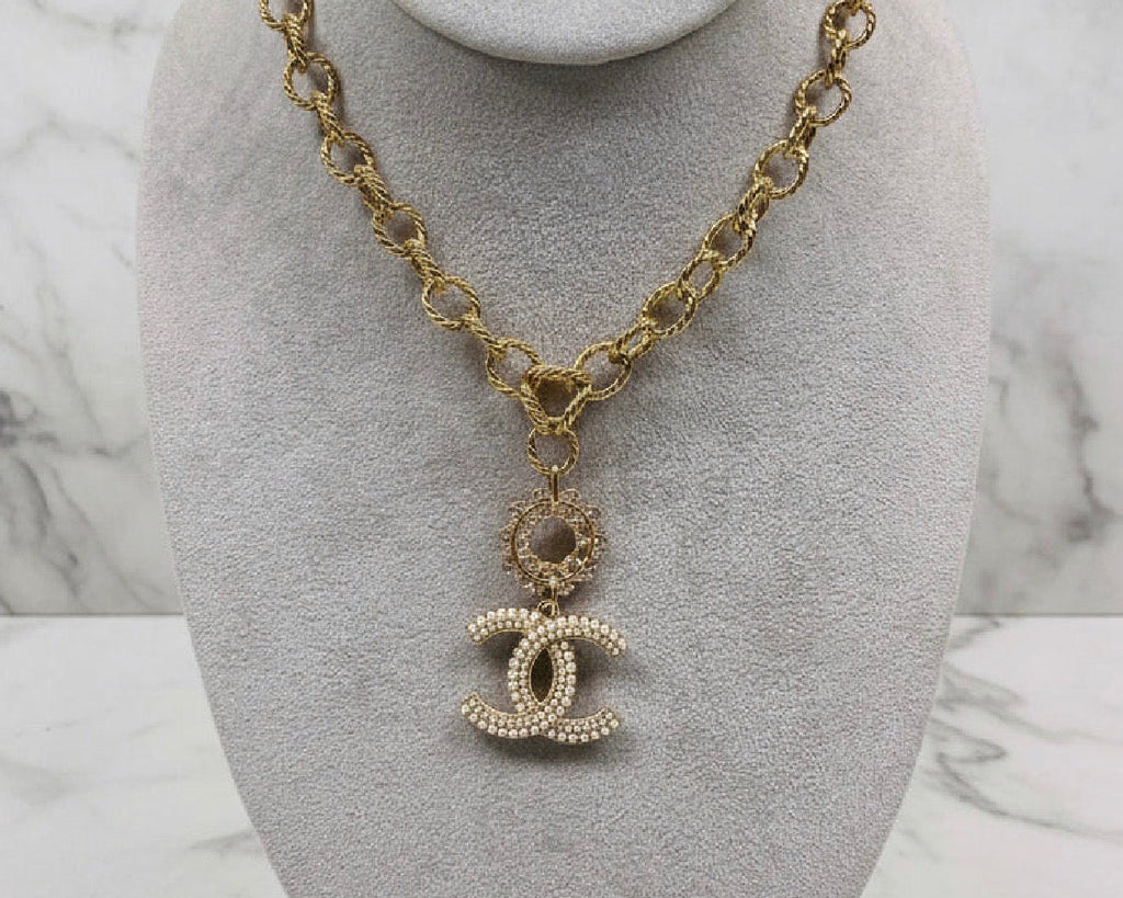 130 - Upcycled Gold Pendant Necklace