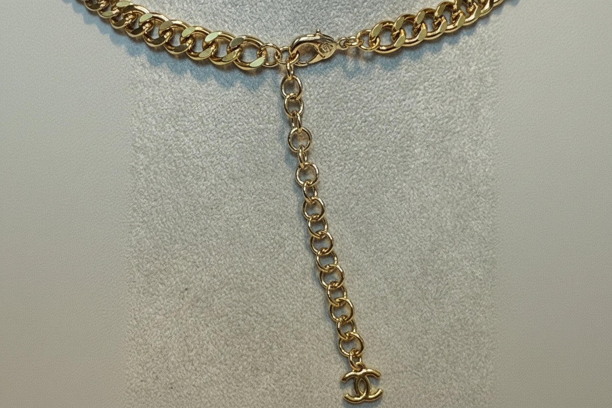 203- Gold Heart Choker Necklace