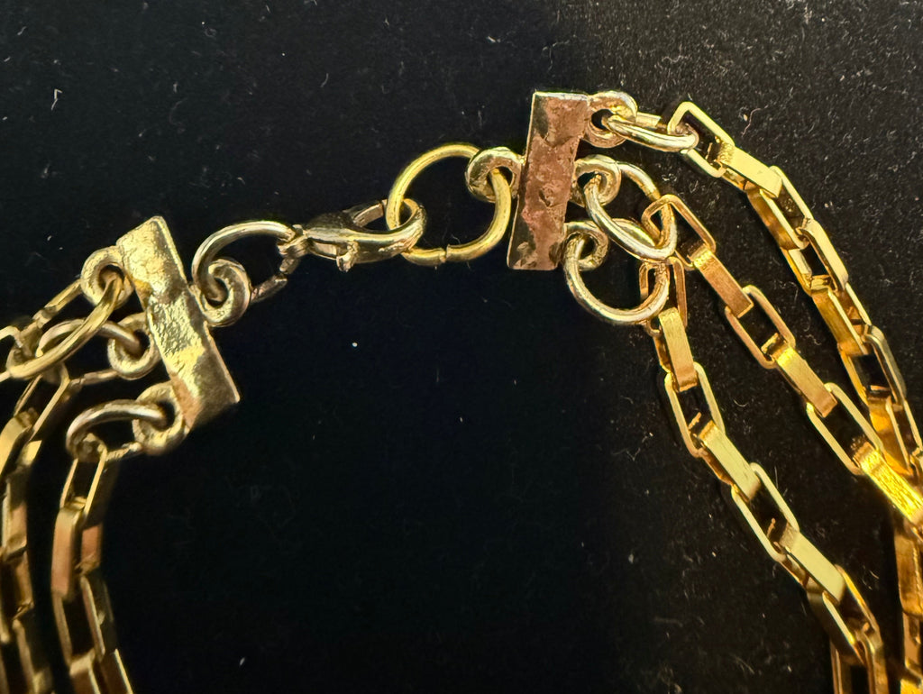 87 - Upcycled Gold Black Heart Pendant Bracelet