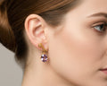 427 - Upcycled Gold Earrings with Rose Pink Rhinestones
