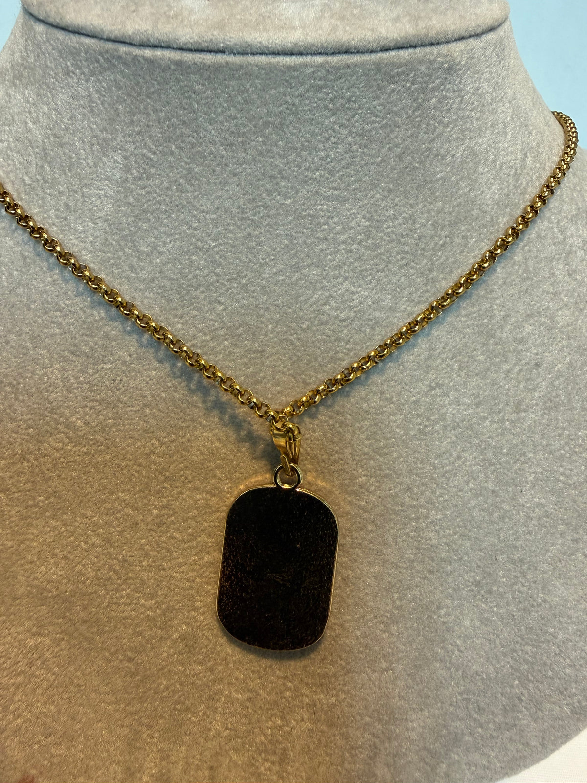 252- Red Pendant with Gold Letter on a Gold Necklace