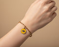 92 - Upcycled Gold Yellow Mini Bee Pendant Bracelet