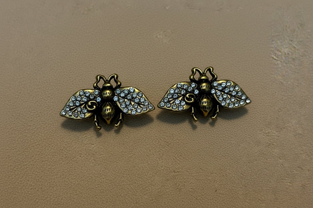 467 - Upcycled Gold Bee Earrings
