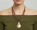 331- Upcycled Faux Leather Pendant Necklace