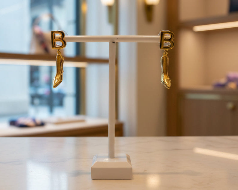 422 - Upcycled Gold High Heel Earrings