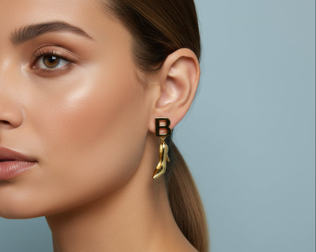 422 - Upcycled Gold High Heel Earrings