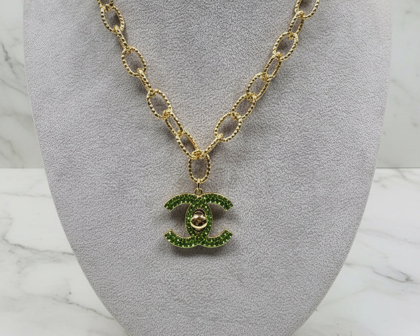 128 - Upcycled Gold Pendant Necklace
