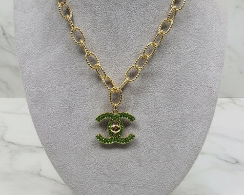 128 - Upcycled Gold Pendant Necklace