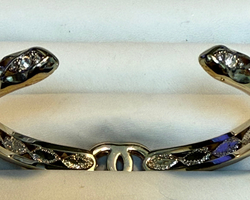 505- Gold Cuff Bracelet with Clear Rhinestone