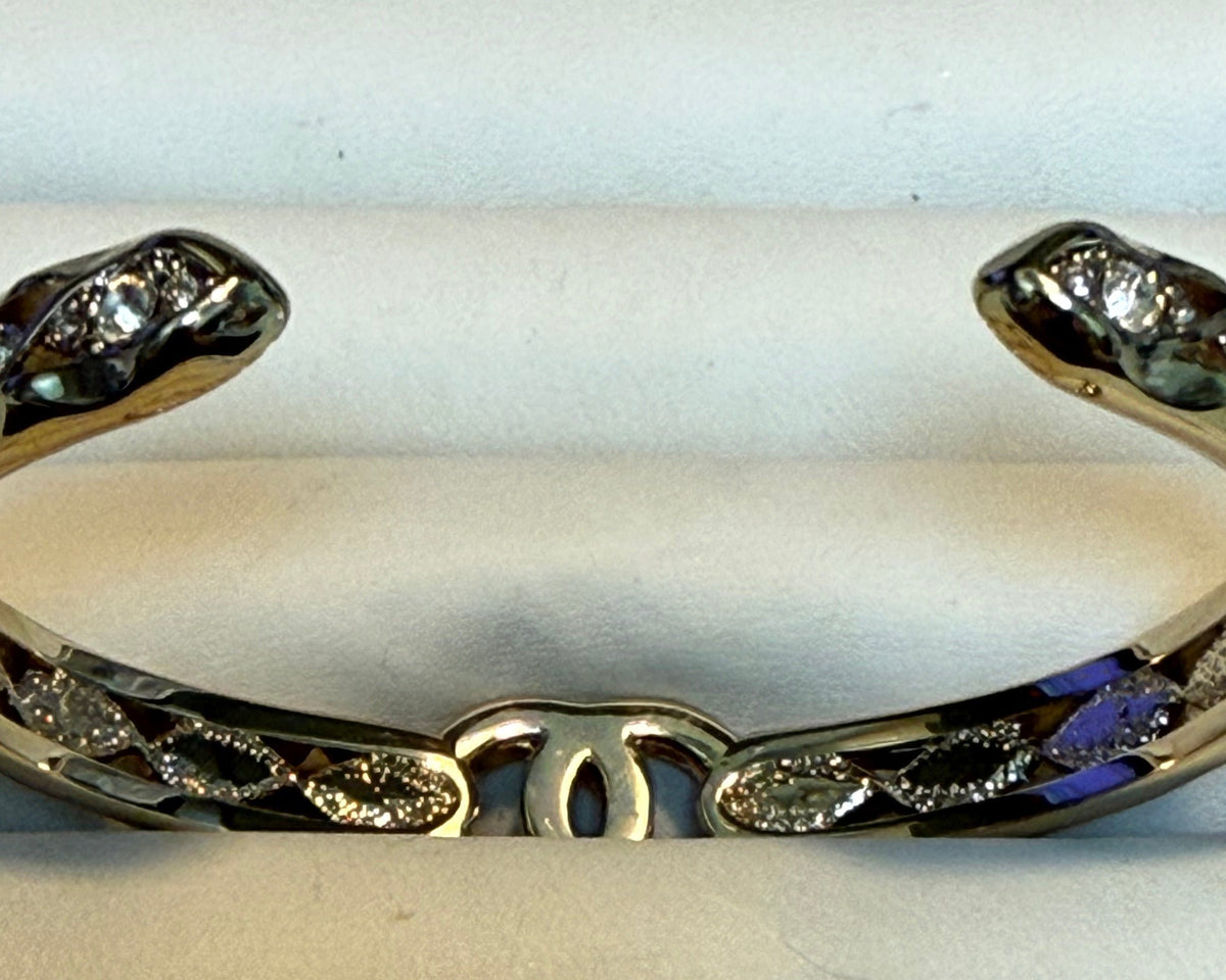 505- Gold Cuff Bracelet with Clear Rhinestone