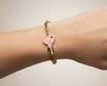62 - Upcycled Gold Pink Key Bracelet