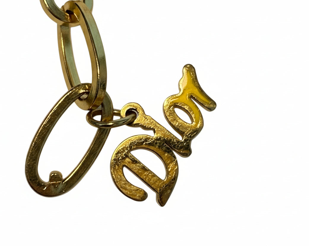 74 - Upcycled Gold White Pendant Bracelet