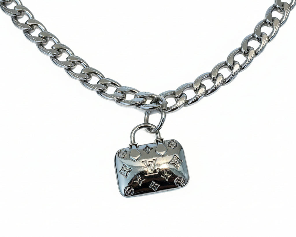 65 - Upcycled Silver multi Pendant Bracelet
