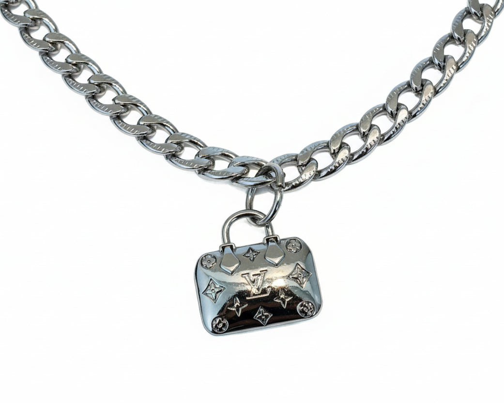 65 - Upcycled Silver multi Pendant Bracelet
