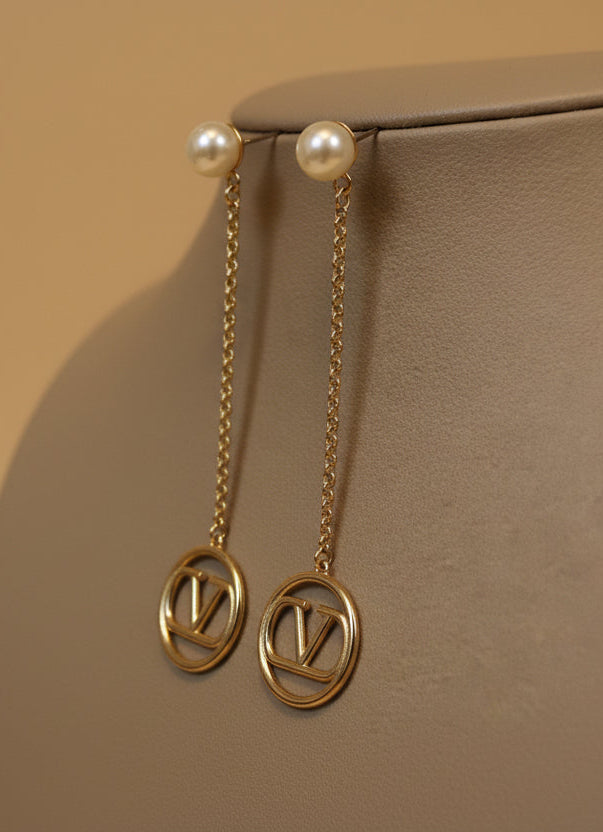 448 - Upcycled Gold Pendant Dangle Earrings