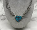 127 - Upcycled Silver Triple Chain Pendant Necklace
