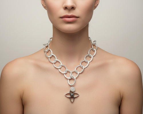 122- Upcycled Silver Pendant Necklace