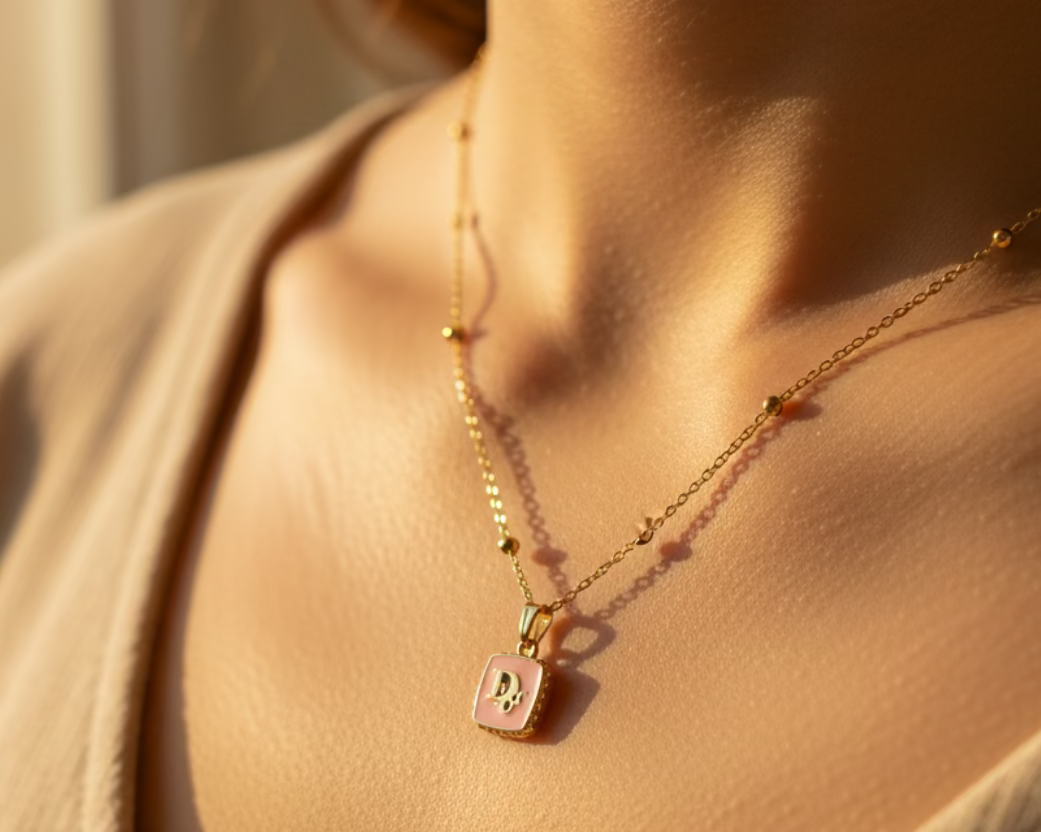 156- Upcycled Pink Pendant Necklace