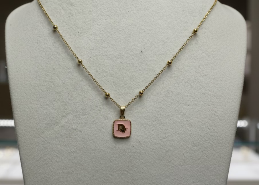 156- Upcycled Pink Pendant Necklace