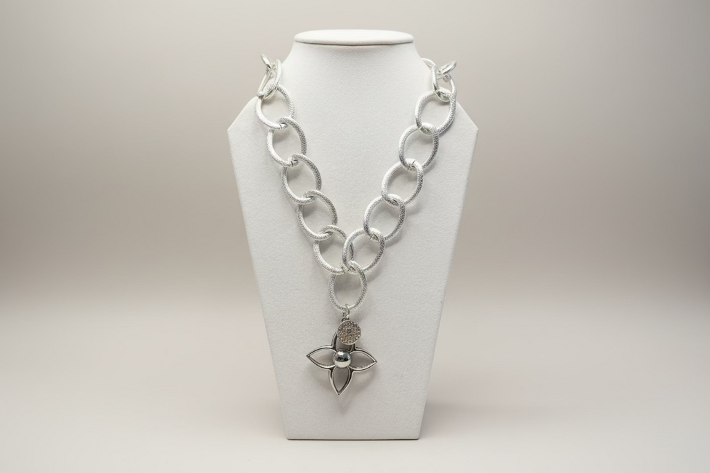 122- Upcycled Silver Pendant Necklace