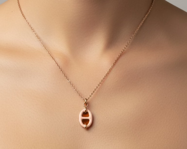 174- Upcycled Pink Pendant Necklace