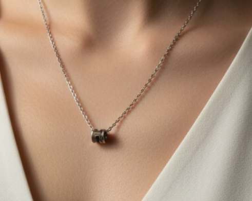 176- Upcycled Taupe Pendant Necklace