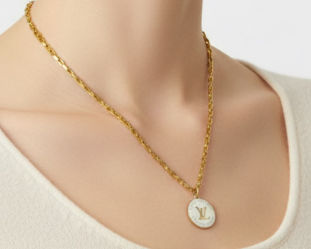 187- Upcycled White Pendant Necklace