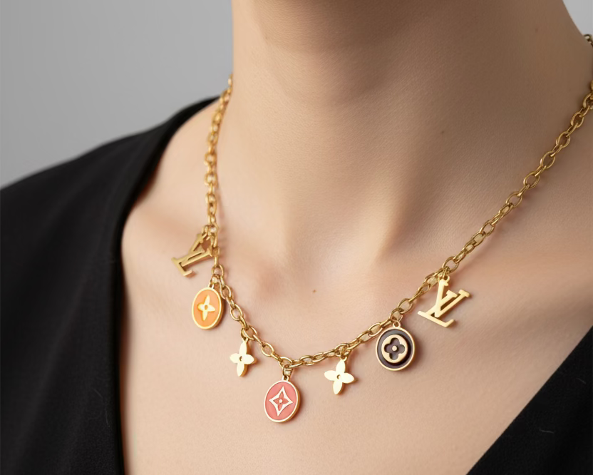 188- Upcycled Gold Multi Charm Necklace