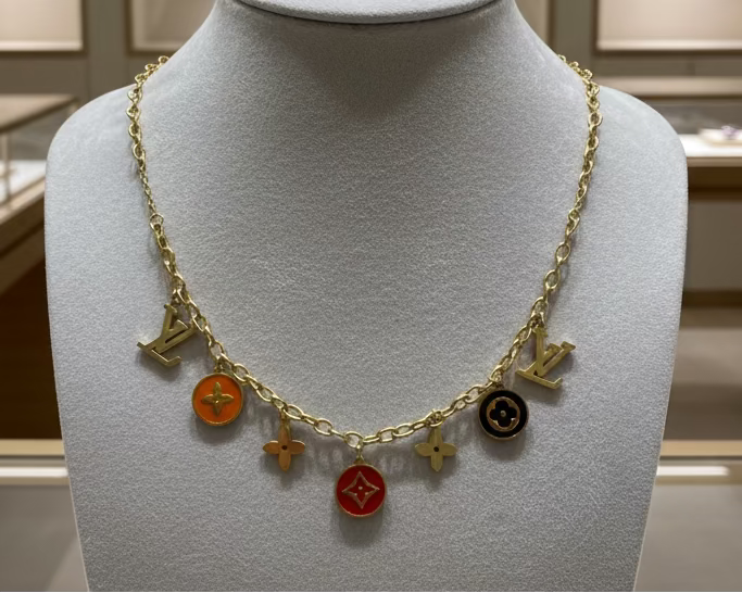 188- Upcycled Gold Multi Charm Necklace