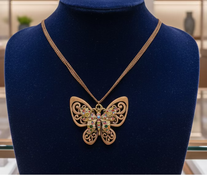 195- Upcycled Butterfly Necklace