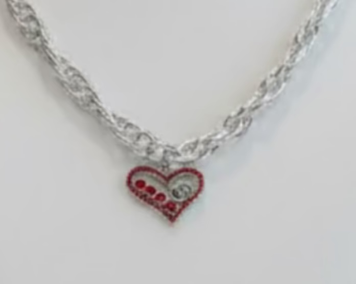 211- Upcycled Red Heart Pendant Necklace