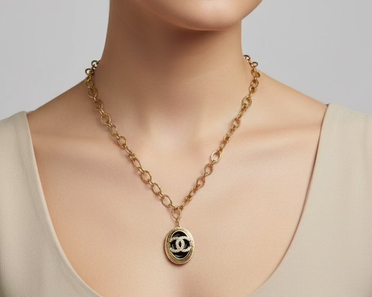 222- Upcycled Round Pendant Necklace