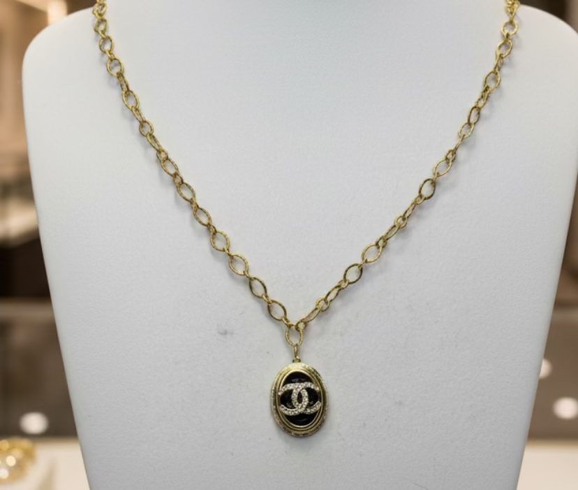 222- Upcycled Round Pendant Necklace