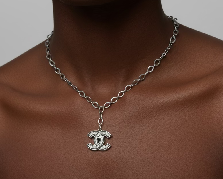 223- Upcycled Silver Pendant Necklace