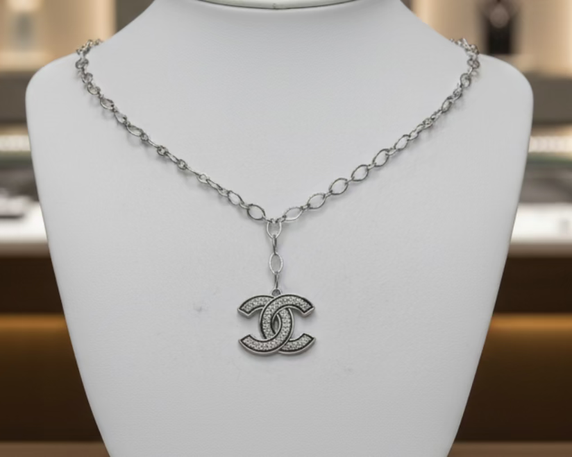 223- Upcycled Silver Pendant Necklace