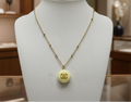 231- Upcycled Cream Round Pendant Necklace