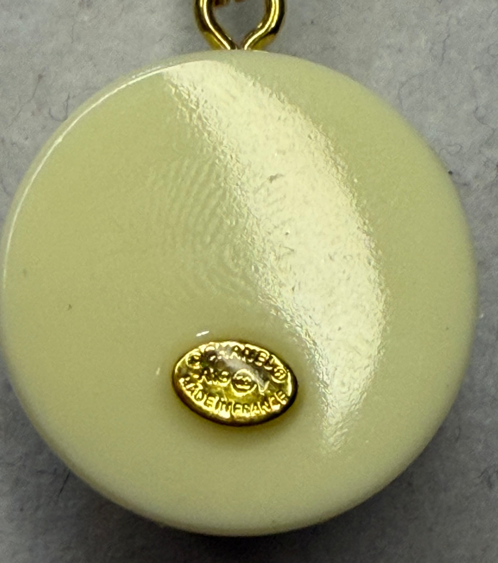 231- Upcycled Cream Round Pendant Necklace