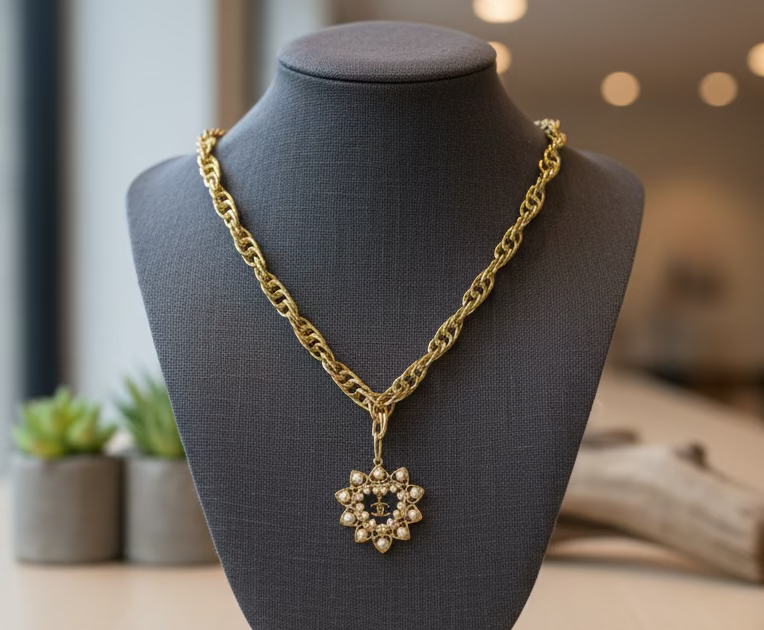 238-  Pearl Heart Pendant Necklace