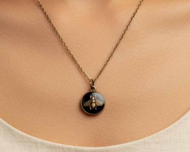 246- Black Bee Pendant Necklace