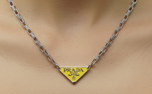 103- Upcycled Yellow Triangle Pendant Necklace